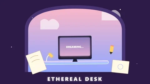 Ethereal Desk with Computer and Documents. Stock Footage 333824937