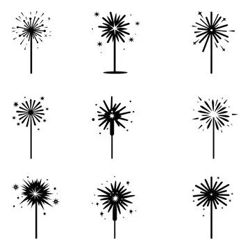 Ethereal Elegance  Captivating Sparkle Vector Silhouette Ensemble Stock Illustration