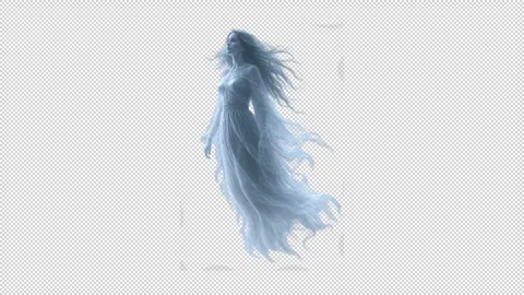 Ethereal Female Ghost Facing Left Seamless Loop Transparent Overlay Vídeo Stock 344498880