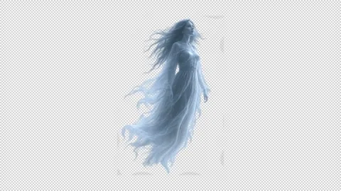Ethereal Female Ghost Facing Right Seamless Loop Transparent Overlay Vídeo Stock 344498795
