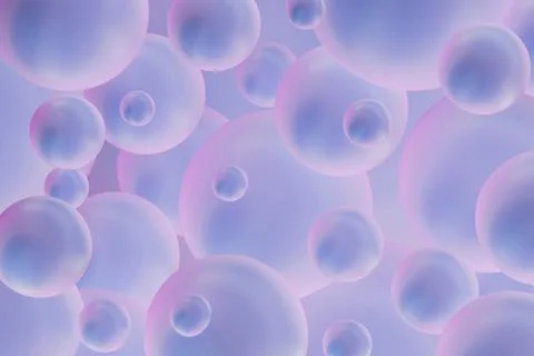 Ethereal floating bubbles background in pastel blue pink hues with subtle sha Illustrazione stock