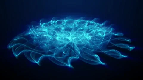 Ethereal flower shaped structure made of dust particle waves Stock Footage 277954626