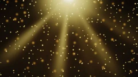 Ethereal golden light rays with shimmering particles on black background. 4K Video stock 345111792