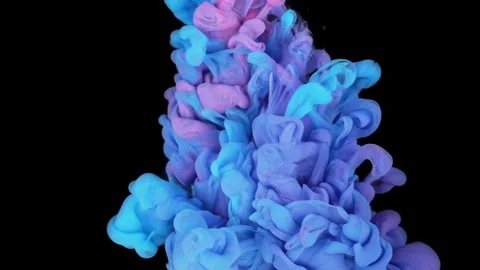 Ethereal Ink Cloud: Dynamic Color Fusion and Swirling Patterns in Water - Purple Video stock 243935353