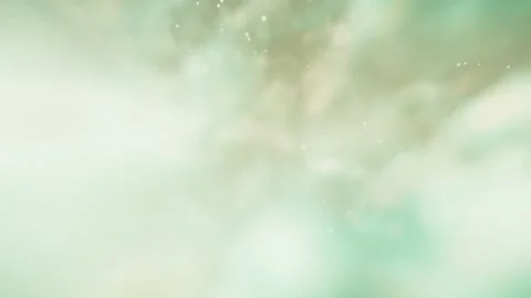 Ethereal loop cosmic journey through abstract green and golden clouds Video stock 347579663