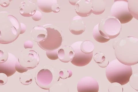Ethereal pink bubbles abstract background. Surreal soft pink pattern with flo Stock Illustration