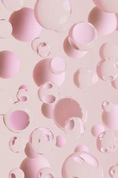 Ethereal pink bubbles abstract background. Surreal soft pink pattern with flo Stock Illustration