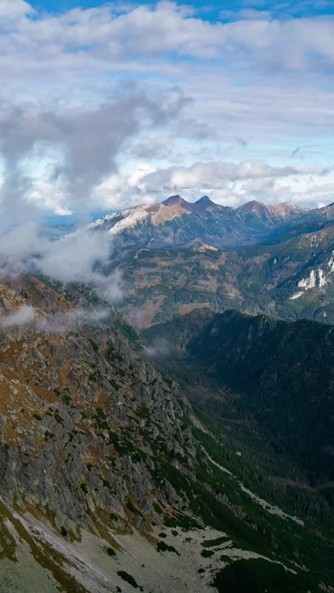 Ethereal Tatra Peaks with Summer Clouds Time-Lapse Footage Video stock 309656426