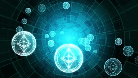 Ethereum 2.0 mining. Cryptocurrency. New consensus model. Stock Footage 203950575