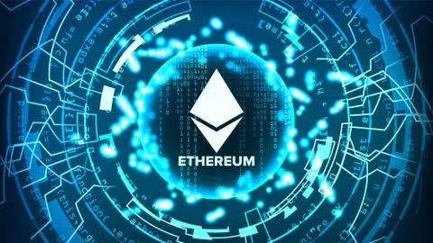Ethereum Abstract Technology Background Vector. Binary Code. Fintech Blockchain Stock Illustration