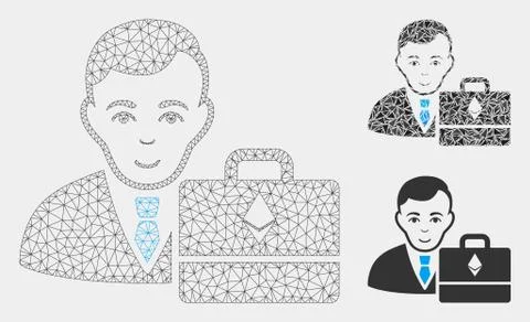 Ethereum Accounter Vector Mesh 2D Model and Triangle Mosaic Icon Stock Illustration