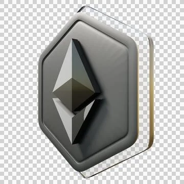 Ethereum Badge Right View Crypto Isolated On White Background Blockchain Stock Illustration