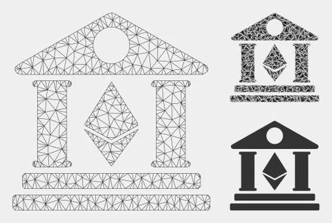 Ethereum Bank Building Vector Mesh Network Model and Triangle Mosaic Icon Ilustración de archivo