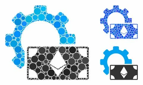 Ethereum banknote options gear Composition Icon of Spheric Items Illustrazione stock