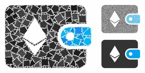 Ethereum billfold Composition Icon of Irregular Parts Stock Illustration
