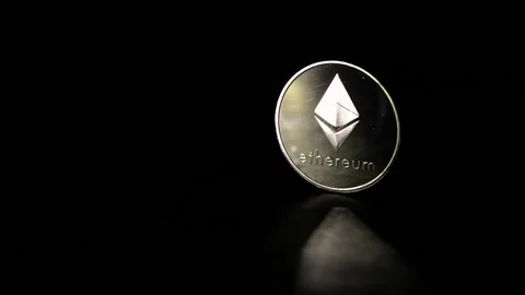 Ethereum on black background Stock Footage 149660559