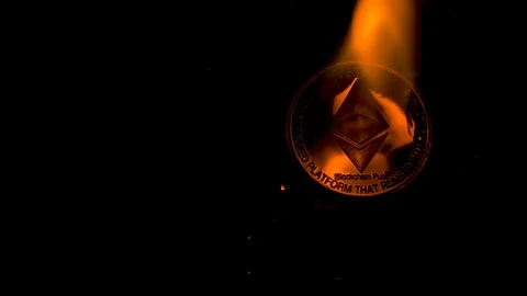 Ethereum burns in flames Video stock 86798678
