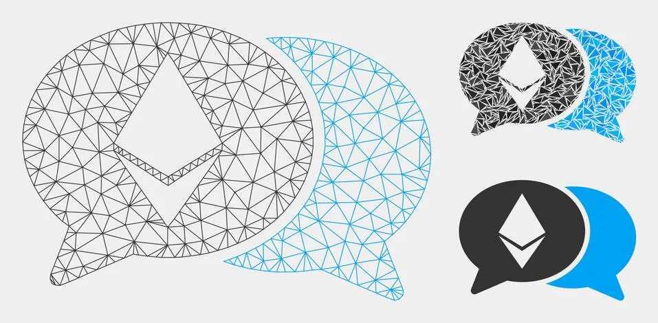 Ethereum Chat Vector Mesh Network Model and Triangle Mosaic Icon Stock Illustration