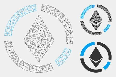 Ethereum Circle Diagram Vector Mesh Carcass Model and Triangle Mosaic Icon イラスト素材