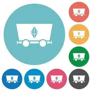 Ethereum classic criptocurrency mining flat round icons Stock-Illustration