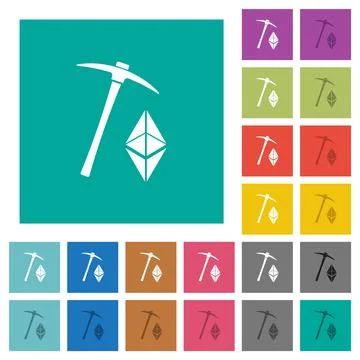 Ethereum classic cryptocurrency mining square flat multi colored icons Stock-Illustration