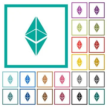 Ethereum classic digital cryptocurrency flat color icons with quadrant frames イラスト素材