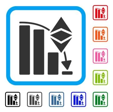 Ethereum Classic Falling Chart Framed Icon Illustrazione stock