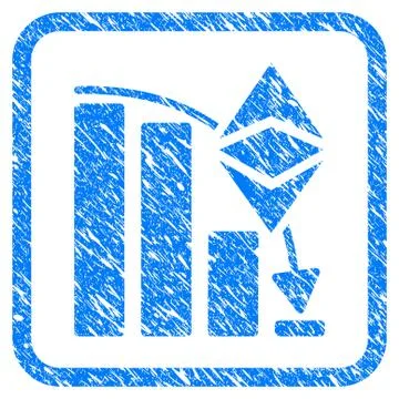 Ethereum Classic Falling Chart Framed Stamp Stock Illustration