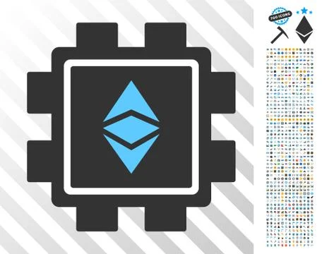 Ethereum Classic Mining Pool Flat Icon with Bonus Stock Illustration