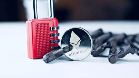 Ethereum coin concept Stock Photos
