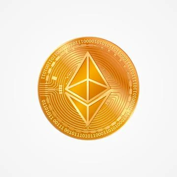 Ethereum coin - cryptocurrency vector isolated on white background. Stock Illustration