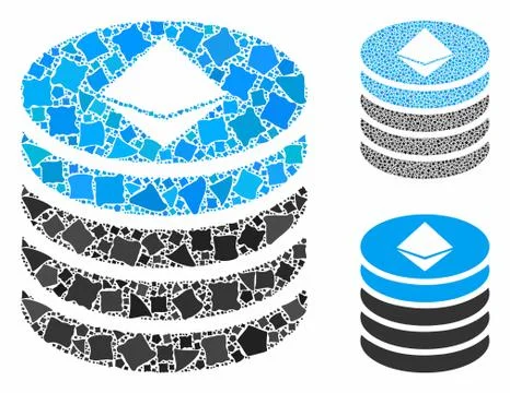 Ethereum coin stack Composition Icon of Irregular Parts Stock Illustration