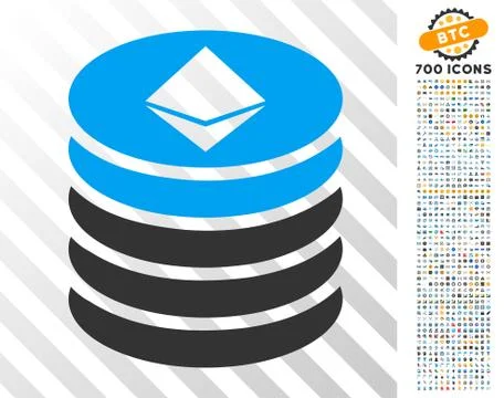 Ethereum Coin Stack Flat Icon with Bonus イラスト素材