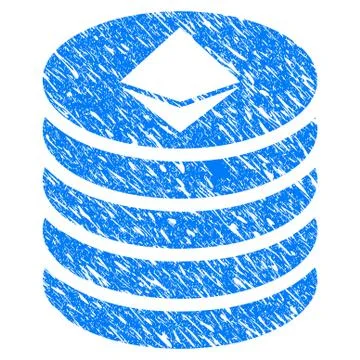 Ethereum Coin Stack Grunge Icon Stock Illustration