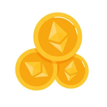 Ethereum coins. Blockchain technologies, digital money market. Vector Stock Illustration
