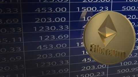 Ethereum coins  chart for cryptocurrency  content 3d rendering.. Stock Illustration