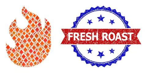 Ethereum Collage Fire Icon and Distress Bicolor Fresh Roast Stamp Seal Illustrazione stock