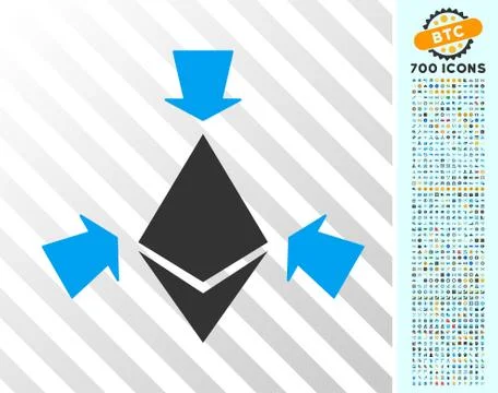 Ethereum Collect Arrows Flat Icon with Bonus Illustrazione stock