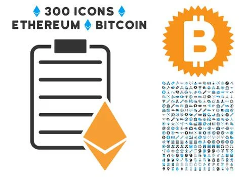 Ethereum Contract Flat Icon with Collection Ilustração Stock