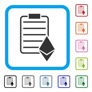 Ethereum Contract Framed Icon Ilustração Stock