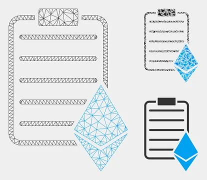 Ethereum Contract Vector Mesh Network Model and Triangle Mosaic Icon Illustrazione stock