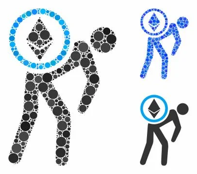 Ethereum courier man Composition Icon of Round Dots Illustrazione stock