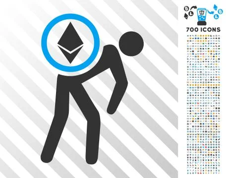 Ethereum Courier Man Flat Icon with Bonus Stockillustratie