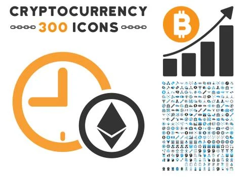 Ethereum Credit Clock Flat Icon with Collection Stock Illustration