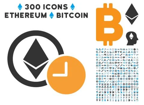Ethereum Credit Clock Flat Icon with Clip Art Illustrazione stock