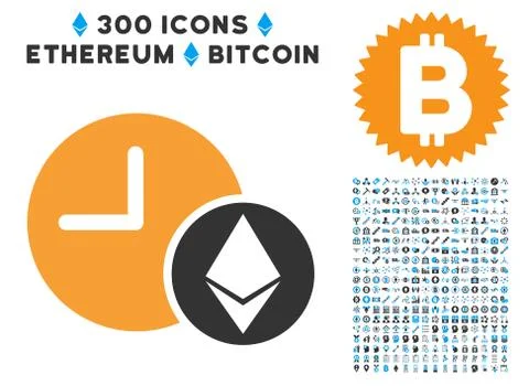 Ethereum Credit Clock Flat Icon with Stock Illustration