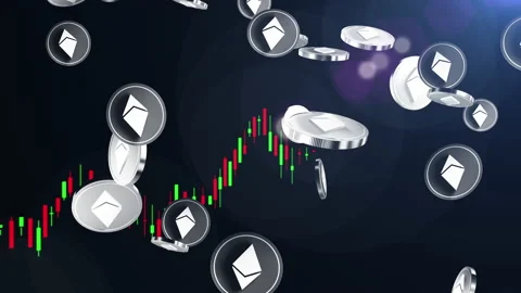 Ethereum crypto coin token with chart loop animation Stock Footage 160557427