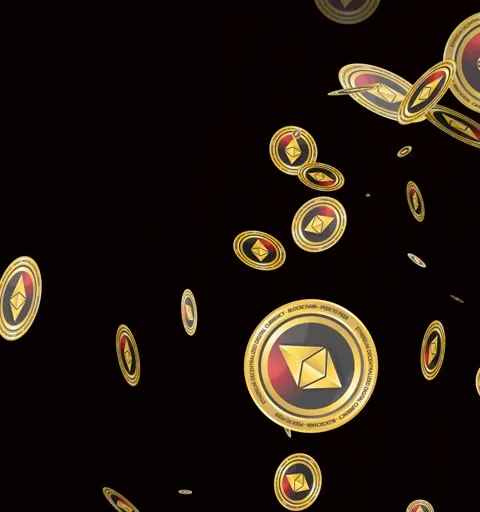 Ethereum crypto currency falling down green screen background Stock Footage 274934169