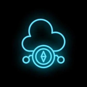 Ethereum cryptocurrency connecting to cloud network neon icon Stock Illustration