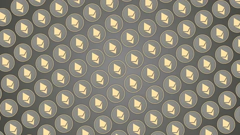 Ethereum cryptocurrency grey background coins pattern traffic diagonal Stock Footage 89413535